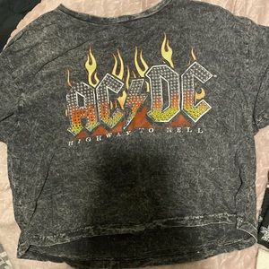 ACDC CROP TOP. White fluffy teddy jacket.